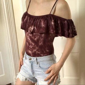 Burgundy Tie Dye Bodysuit